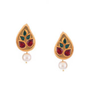 Leaf Gem Red Studs