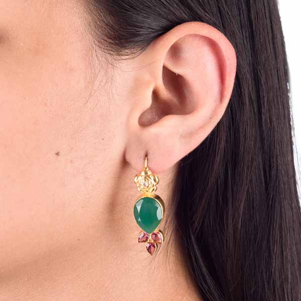 Emerald Green Zirconia Dangle Earrings – Kylee